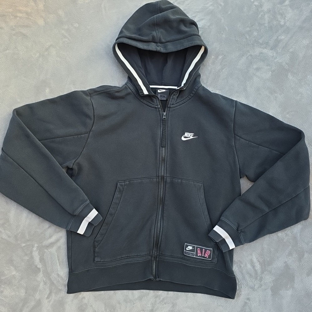 Nike Air Full-Zip Hoodie Black White Men's Size Small Embroidered Front Logo...‎